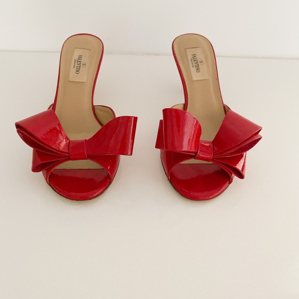 Valentino Red Bow Patent Leather Heels